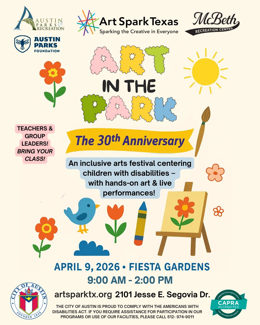 Art in the Park Flyer - the 30th Anniversary