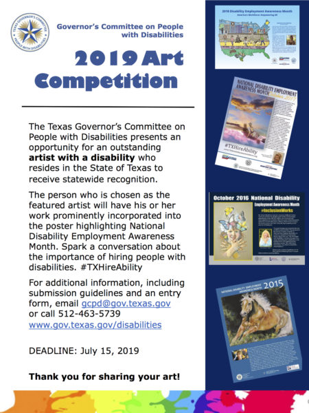 texas governor's committee national disability employment awareness month 2018 poster competition flyer