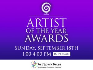 Text reads, "Artist of the Year Awards. Sunday, September 18th 1 - 4 PM. In-Person."