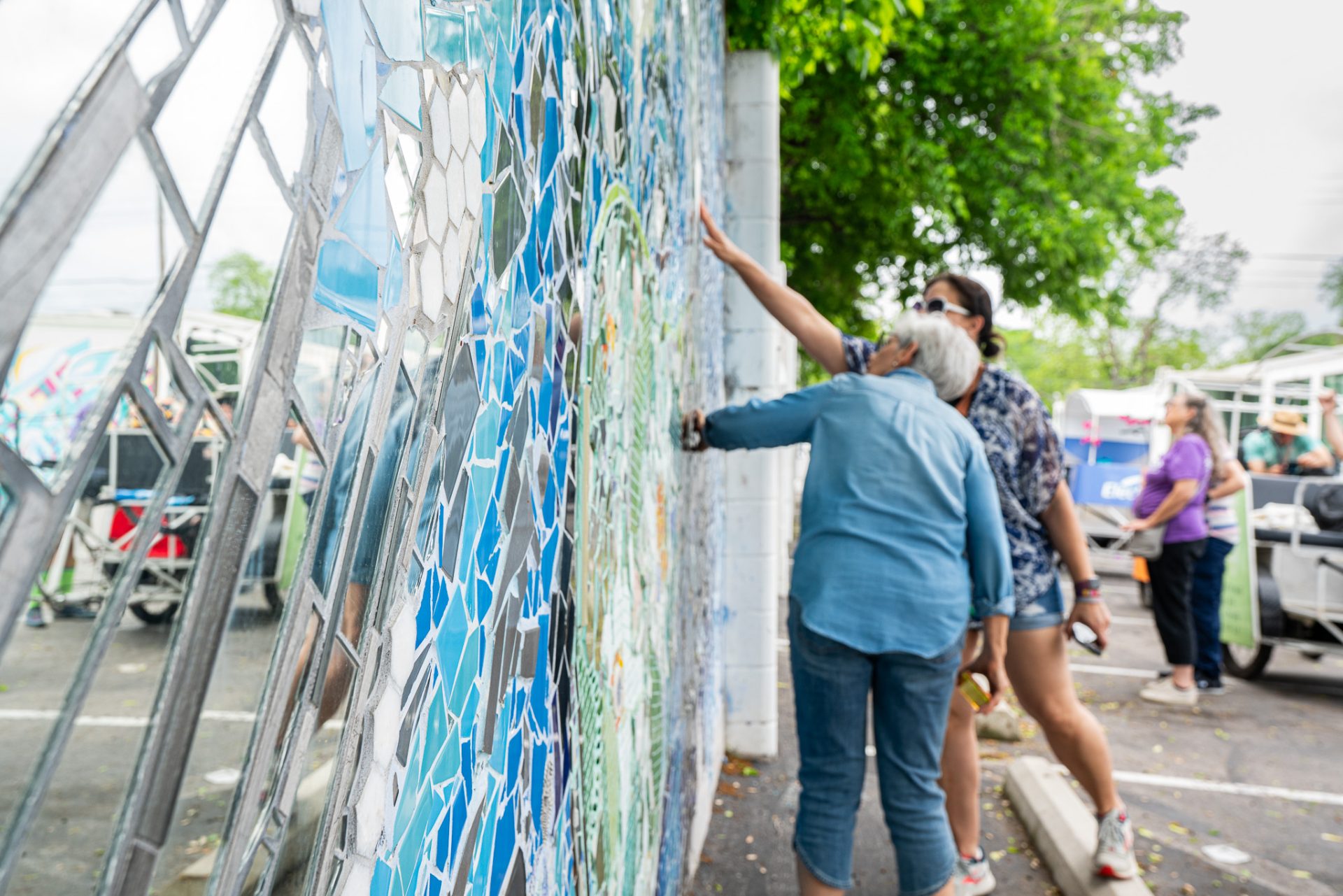 ATX Mosaic Workshop stop on the accessible art crawl by pedicab from Art Spark Texas