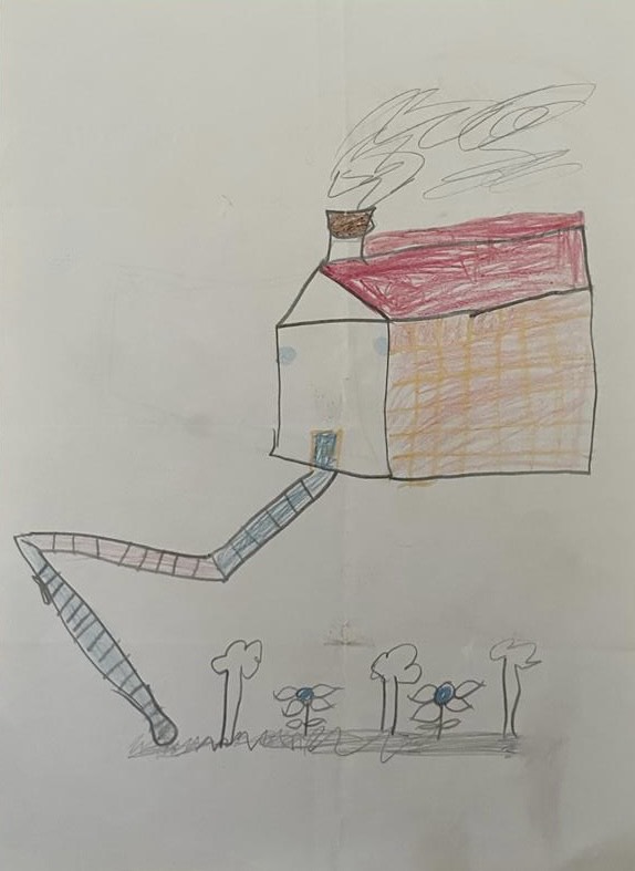 A child's drawing of a house