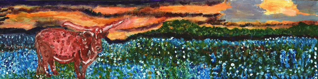 abstract painting bull in field