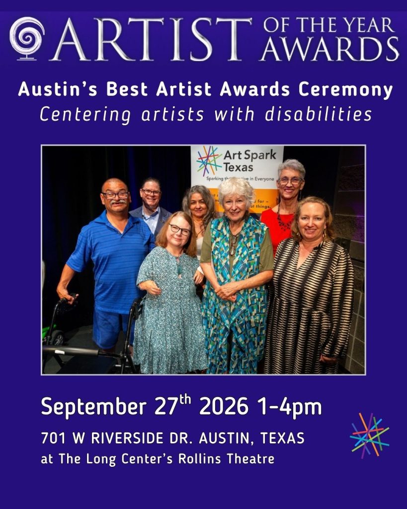 Artist of the Year Awards 2026 at Rollins Theatre September 27th from 1:00pm - 4:00pm at Rollins Theatre located at the Long Center - free and open to the public, honoring artists with disabilities, senior and veteran artists