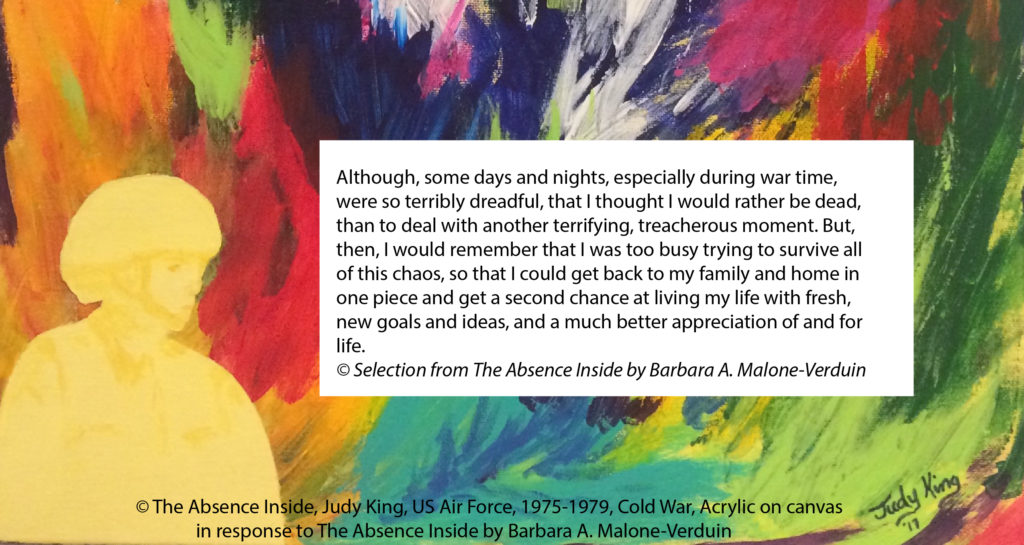 excerpt of veteran story over vibrant painting