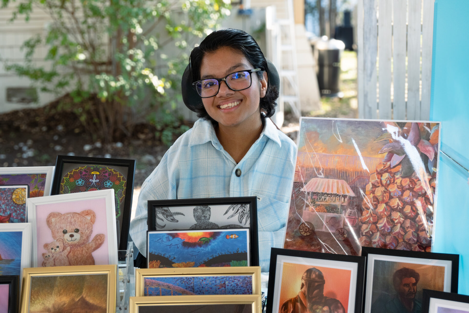 Rachel Salcido vends prints, keychains, and more at Beyond Art Market at Art Spark Texas - December 2025