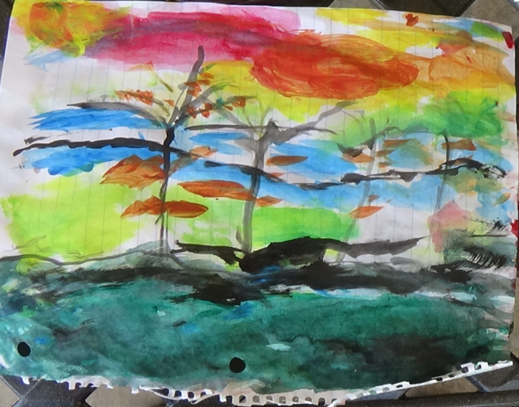 an interpretation of "Four Trees" by artist Eigon Schiele.