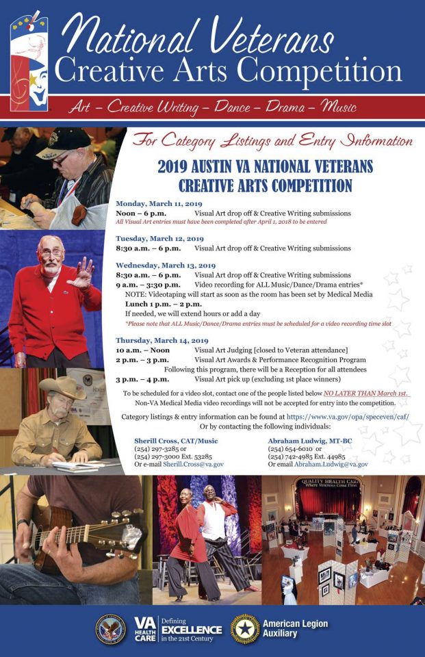 flyer for 2019 Austin VA National Veterans Creative Arts Competition