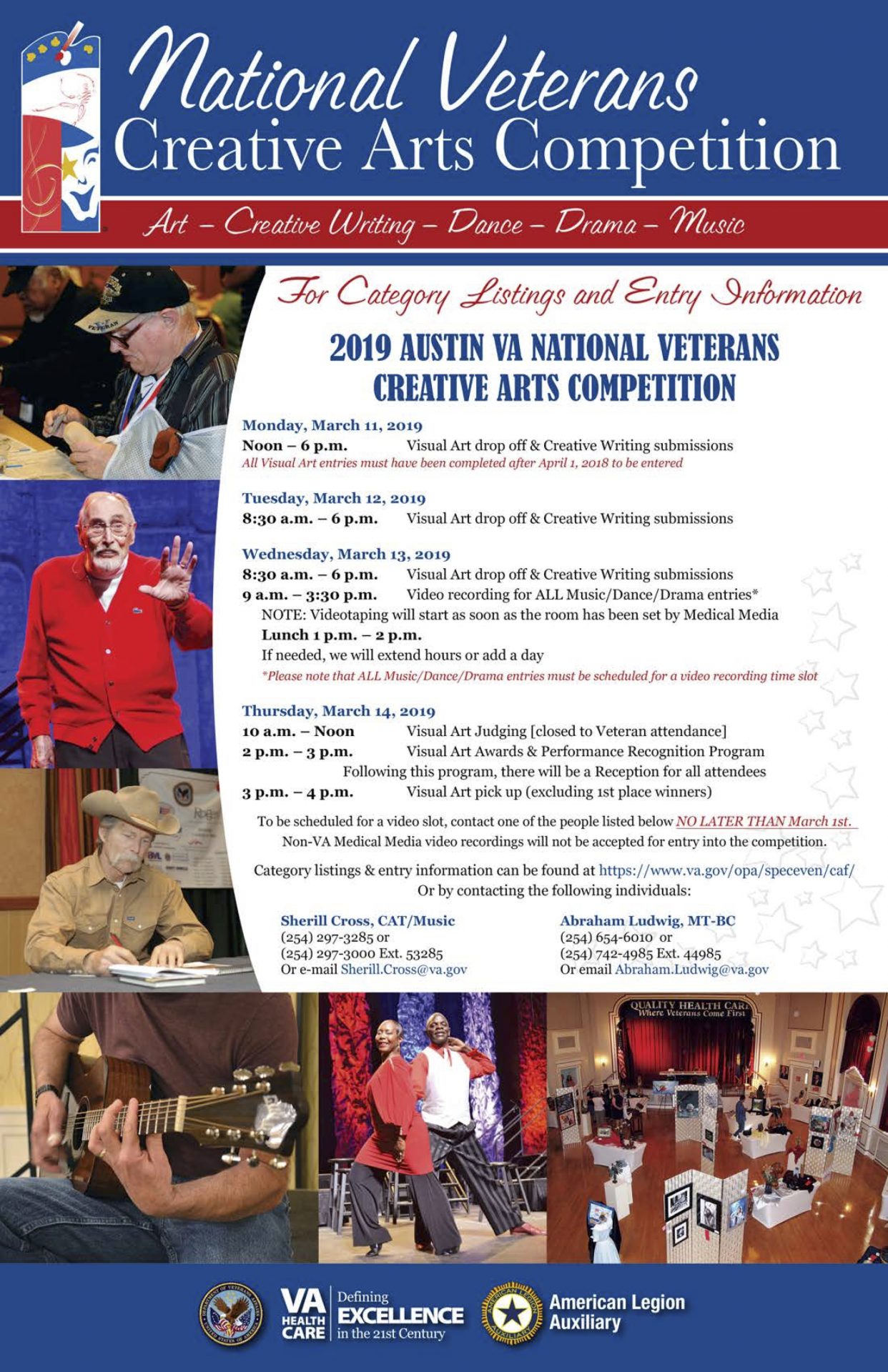 flyer for 2019 Austin VA National Veterans Creative Arts Competition