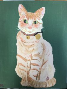 Painting of tabby cat