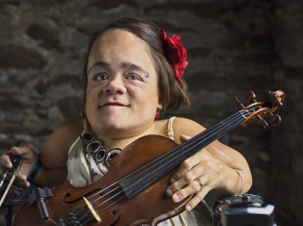 Gaelynn Lea poses with her violin