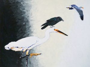 painting of 3 birds.