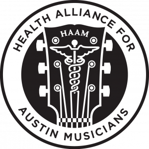 HAAM Logo. Text reads, Health Alliance for Austin Musicains.