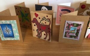 Handmade cards on a table