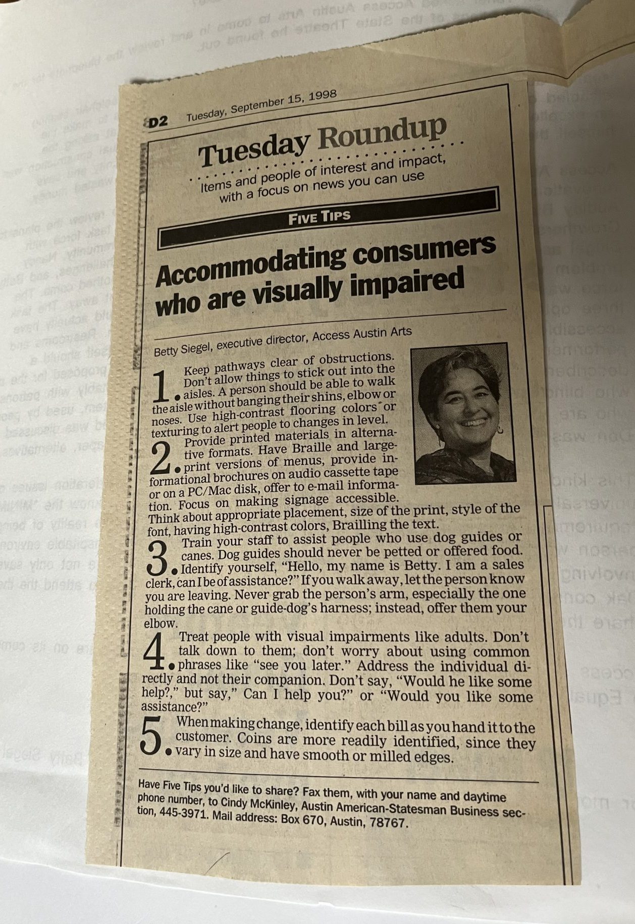 Betty Siegel Article on Access Arts Austin