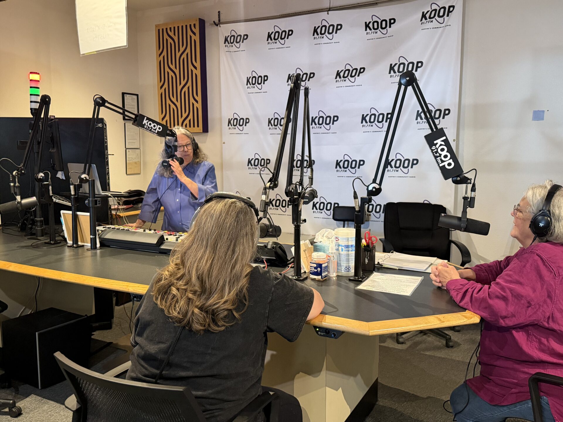 KOOP Radio studio with celia hughes and knowbility guests