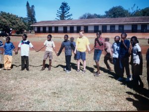 Circling up in a school yard in Bathlabine in Limpopo Province in South Africa in 2001 