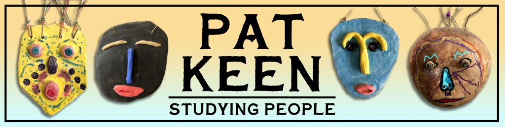 Pat Keen, Studying People title with face sculptures