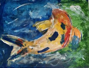 a painting of a fish.