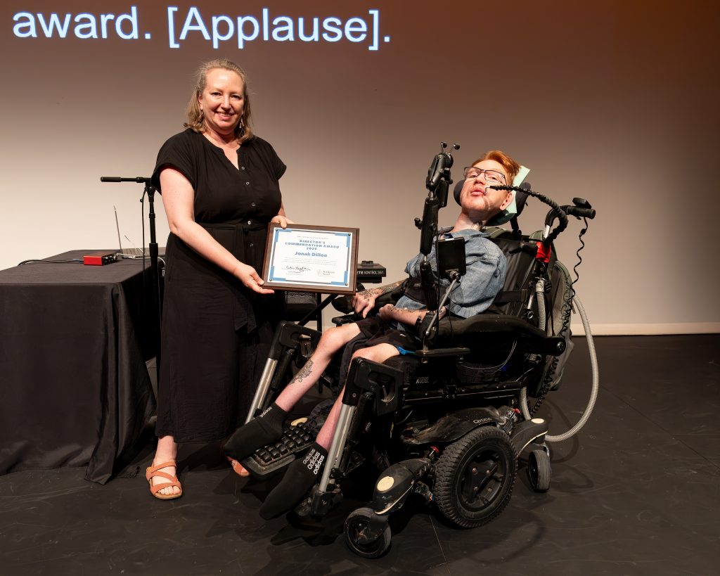 AOTY Winner Jonah Dillon on stage accepting his award