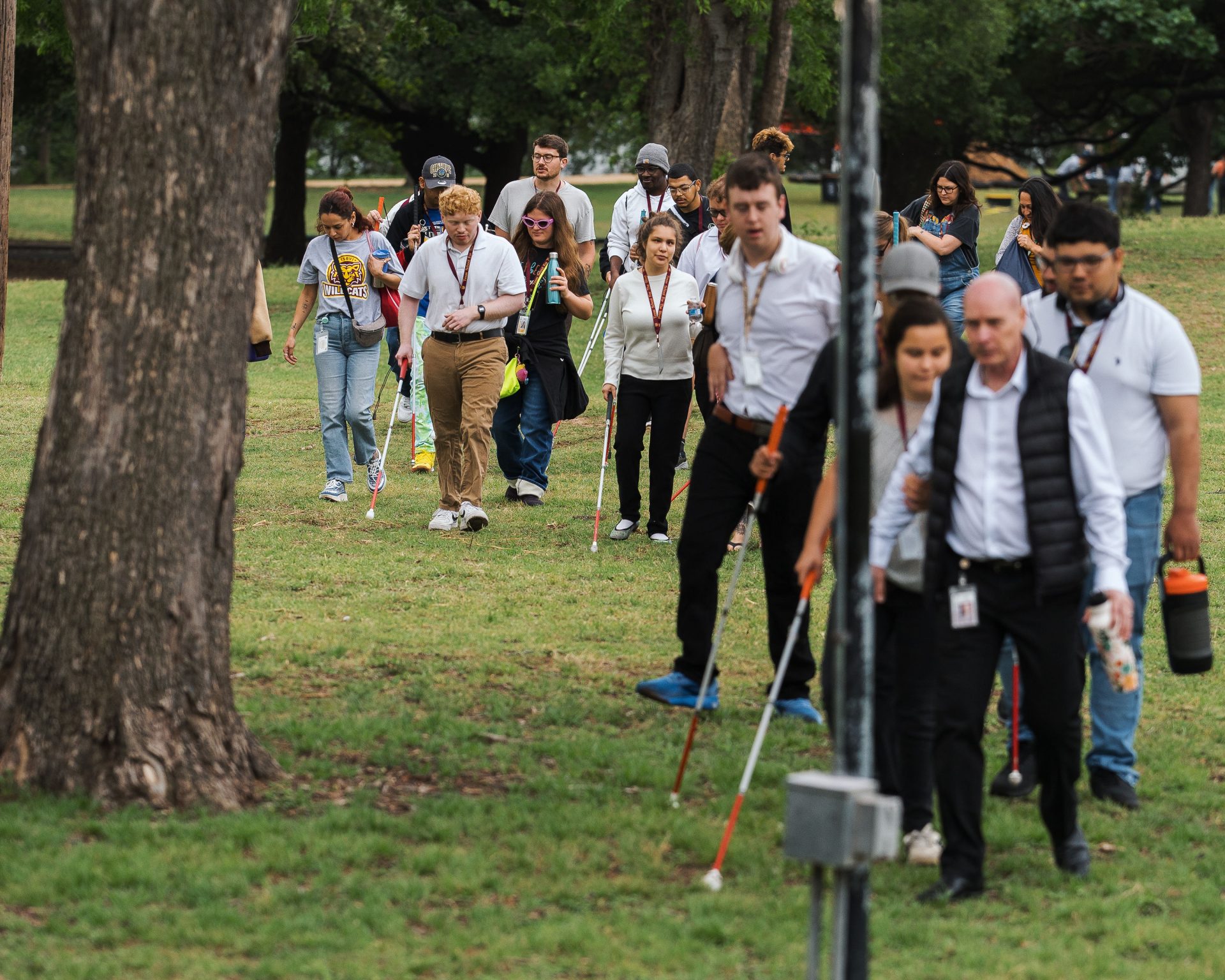 TSBVI students arrive at Art Spark Texas' accessible Art in the Park
