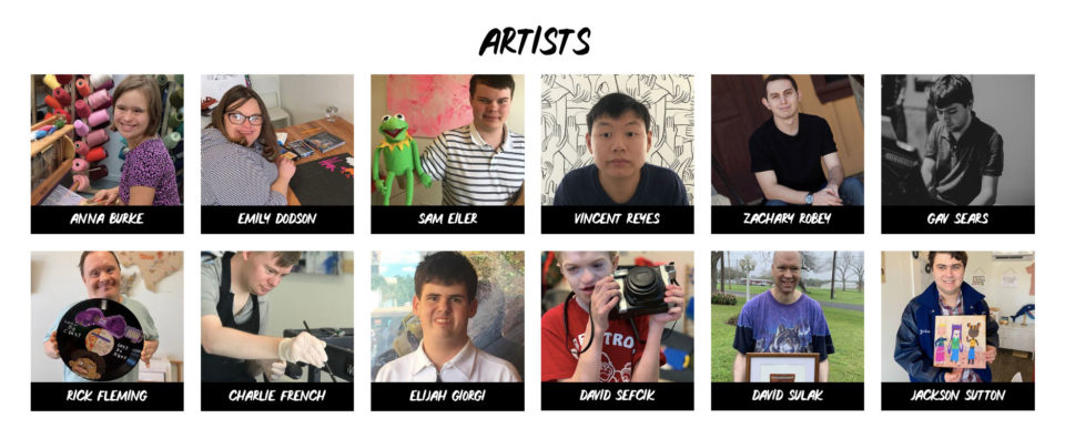 12 Artists that work with SAGE Studio. Anna Burke, Emily Dodson, Sam Eiler, Rick Fleming, Charlie French, Elijah Giorgi, Vincent Reyes, Zachary Robey, Gav Sears, David Sefcik, David Sulak, Jackson Sutton