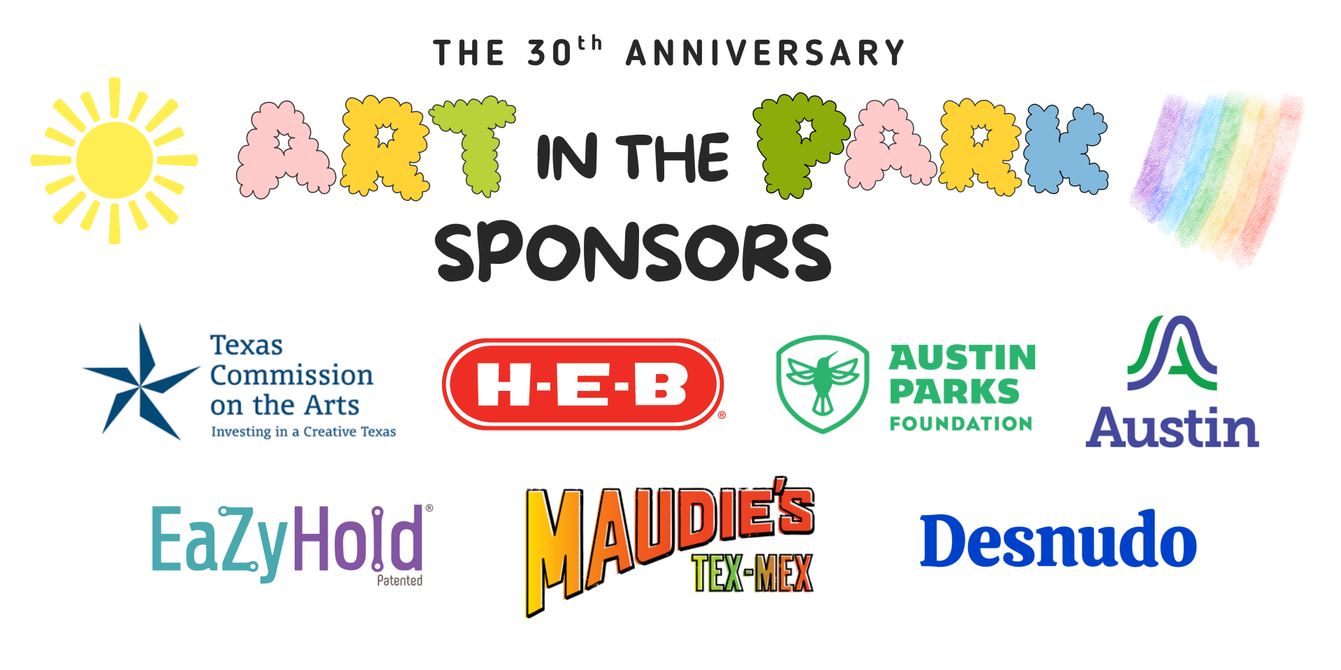 Art in the Park sponsors 2026 30th Anniversary