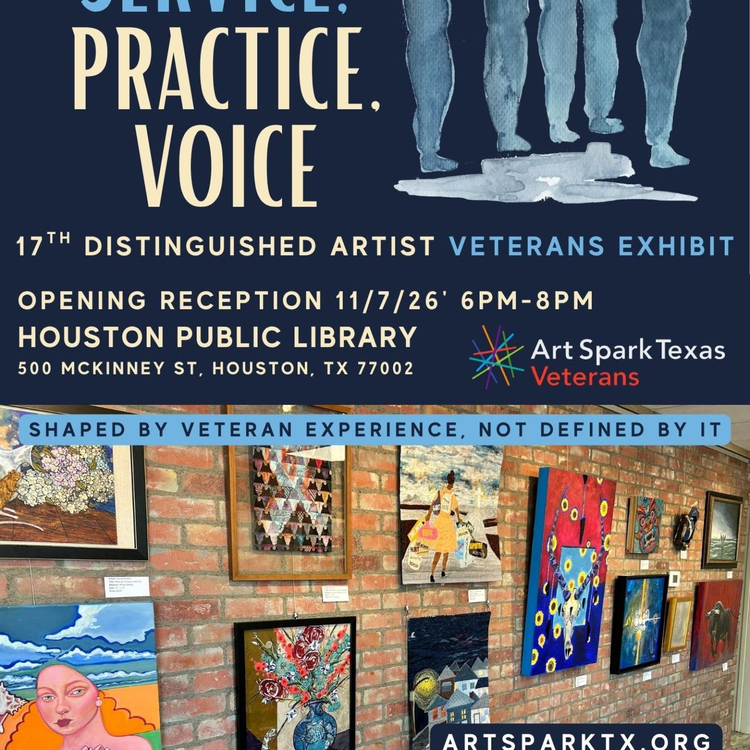 17th distinguished artist veterans exhibit in houston, texas at the central public library