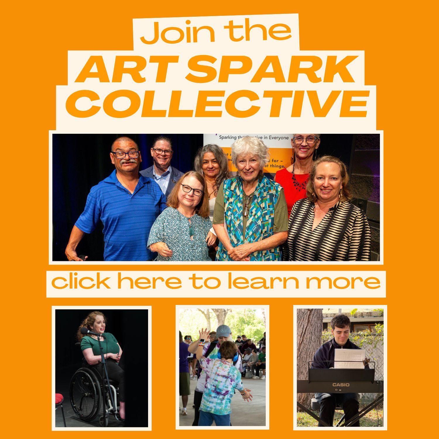 Art Spark Collective Banner with the words "click here to learn more"