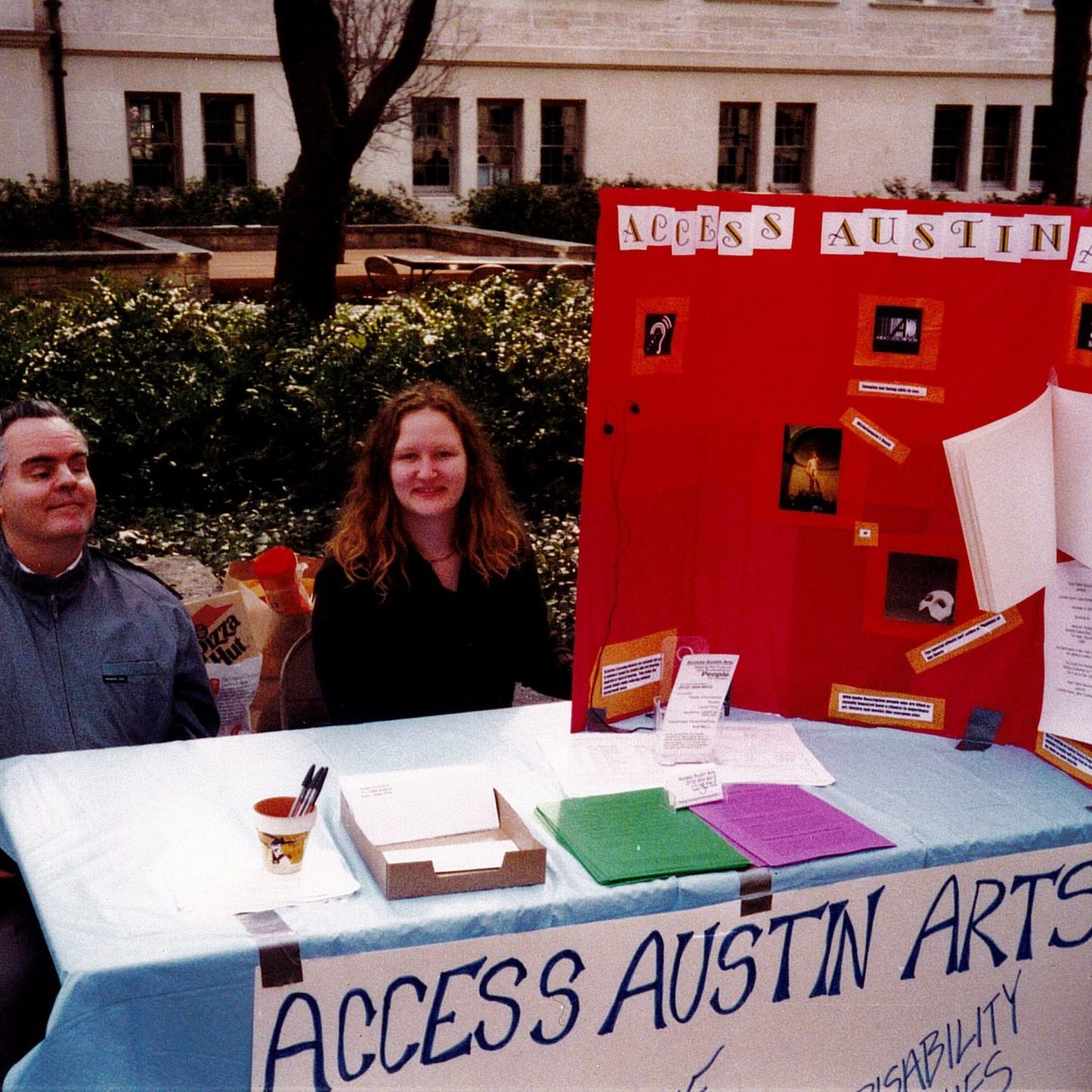 April Sullivan and Audley Blackburn at UT Mall when Art Spark Texas was Access Arts Austin
