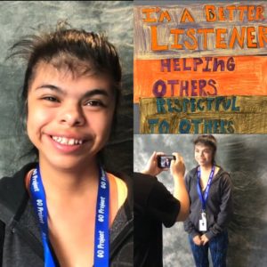 head shot of student next to second photo of someone taking the first photo