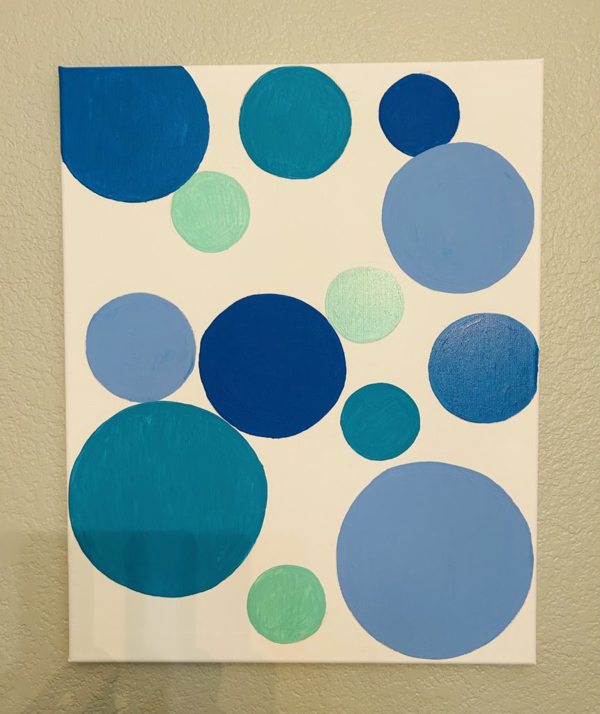 Diane’s abstract painting of blue dots